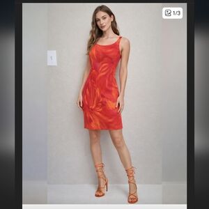 Y2k Giorgio Fiorelli Vibrant Red and Orange Midi Dress